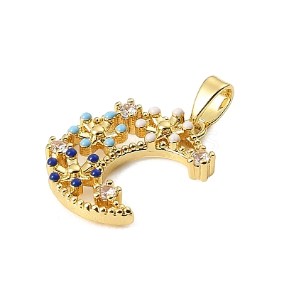 Brass Micro Pave Clear Cubic Zirconia Pendants KK-E804-06G-1