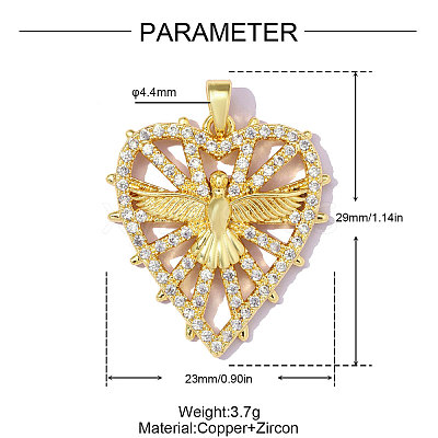 Brass Micro Pave Clear Cubic Zirconia Pendants CU-OY001-44G-1