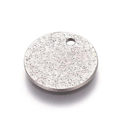 Non-Tarnish 304 Stainless Steel Textured Pendants X-STAS-I098-01-12mm-P-1