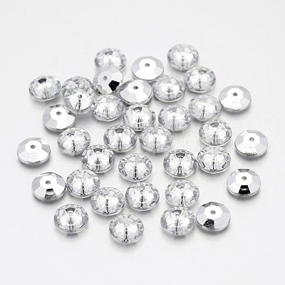 Faceted Flat Round Taiwan Acrylic Rhinestone Beads ACRT-M02-8-04-1