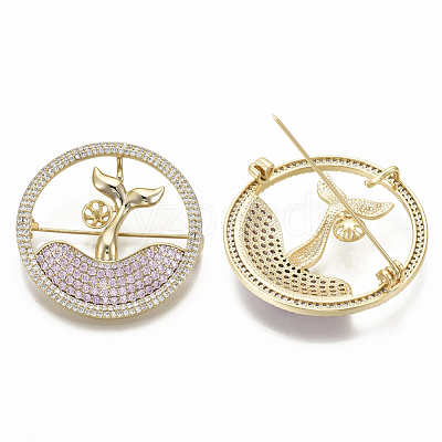 Brass Micro Pave Cubic Zirconia Brooch Findings KK-R136-008-NF-1