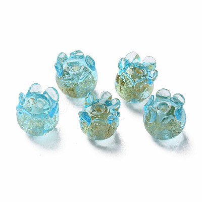Handmade Gold Foil Lampwork Beads X-FOIL-T004-04B-1