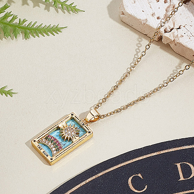 Brass with Cubic Zirconia Pendants Necklaces NJEW-LP0001-45C-G-1