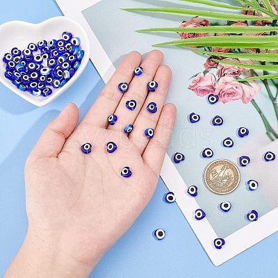2 Strands Handmade Evil Eye Lampwork Beads Strands LAMP-FH0001-08B-1
