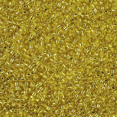 Yellow 11/0 Grade A Round Transparent Glass Seed Beads X-SEED-Q007-F35-1