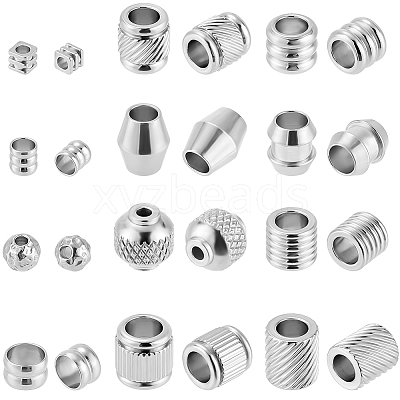 120Pcs 12 Styles 201 Stainless Steel European Beads STAS-SP0001-82-1
