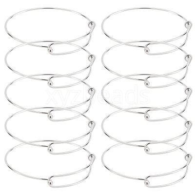 10Pcs 304 Stainless Steel Expandable Bangle for Girl Women BJEW-DC0001-03-1