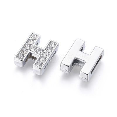 Alloy Initial Slide Charms with Grade A Rhinestones ALRI-R032-H-FF-1