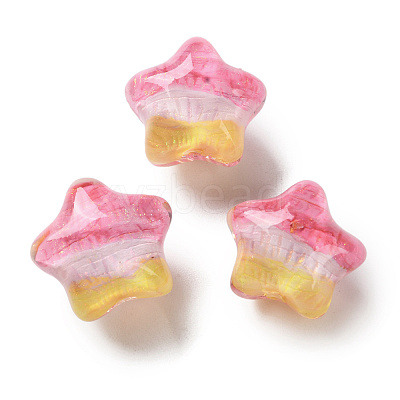 Gradient Color Transparent Hand-drawed Acrylic Beads TACR-P012-01B-07-1
