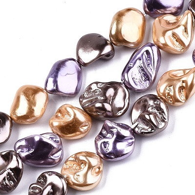 Electroplated Natural Freshwater Shell Beads Strands SHEL-R113-01C-1