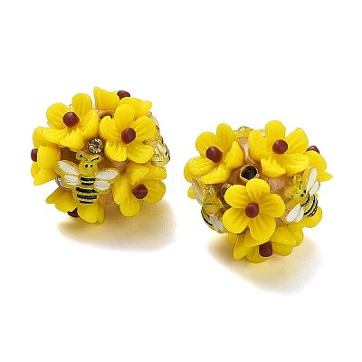 Polymer Clay Rhinestone Beads with Resin X-RESI-Z045-04-1
