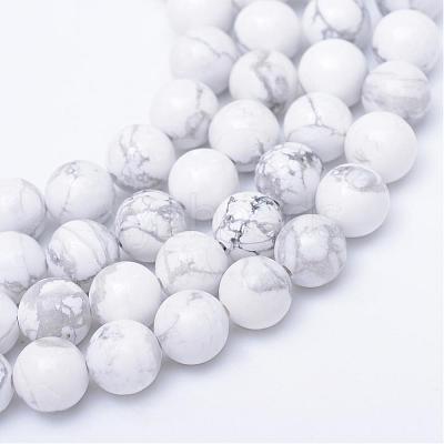 Round Natural Howlite Bead Strands G-R345-10mm-18-1