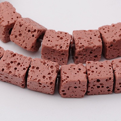 Synthetic Lava Rock Bead Strands G-N0104-8mm-19-1