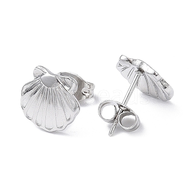 304 Stainless Steel Shell Stud Earrings for Women EJEW-I285-13P-1