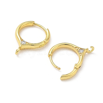 Brass Micro Pave Clear Cubic Zirconia Hoop Earring Findings KK-G536-02G-1