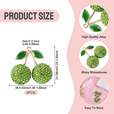 2Pcs Alloy Cherry Charms FIND-TA0009-30F-1