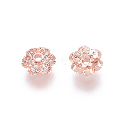 Brass Micro Pave Cubic Zirconia Fancy Bead Caps ZIRC-K080-05RG-1