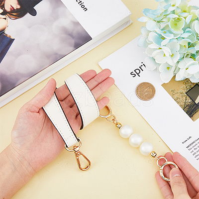 Imitation Leather Bag Straps & Plastic Imitation Pearl Beaded Extender FIND-WH0126-373B-1
