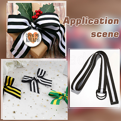Polyester Stripe Ribbons SRIB-WH0011-326C-1