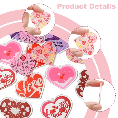 14Pcs 7 Styles Valentine's Day Transparent Acrylic Pendants OACR-FS0001-98-1