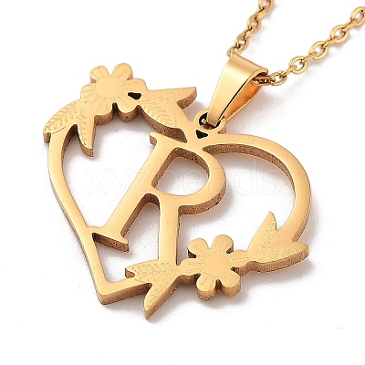 PVD Vacuum Plating 201 Stainless Steel Pendant Necklaces NJEW-R267-02R-G-1