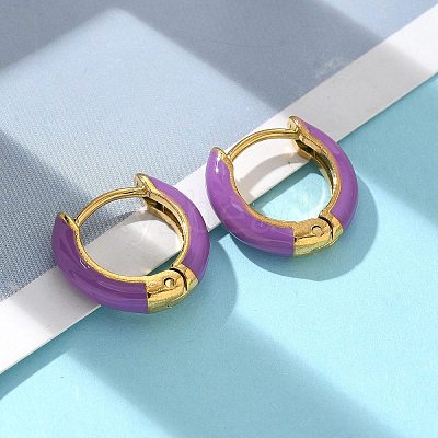 Ion Plating(IP) Enamel Hoop Earrings EJEW-G344-02G-1