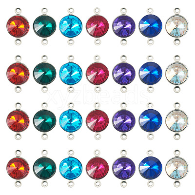 42Pcs 7 Colors Glass Cone Connector Charms STAS-TA0006-10-1