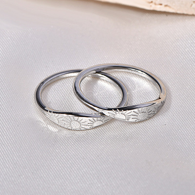 Sun Pattern 304 Stainless Steel Finger Rings FS-WG90263-09-1