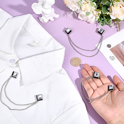 3Pcs Square Alloy Tie Clips AJEW-ME0002-89-1
