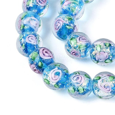 Handmade Foil Glass Beads Strands FOIL-N033-04C-1
