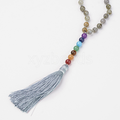 Labradorite Beaded and Gemstone Beaded Necklaces NJEW-P148-02-1
