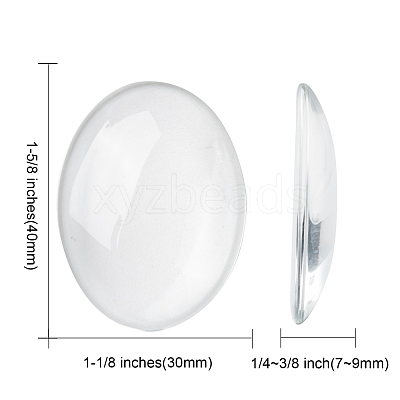 Transparent Oval Glass Cabochons X-GGLA-R022-40x30-1