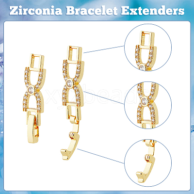 10Pcs 2 Colors Bowknot Rack Plating Brass Clear Cubic Zirconia Watch Band Clasps ZIRC-DC0001-09-1