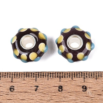 Handmade Lampwork & Brass Core European Beads LAMP-N044-13S-01-1