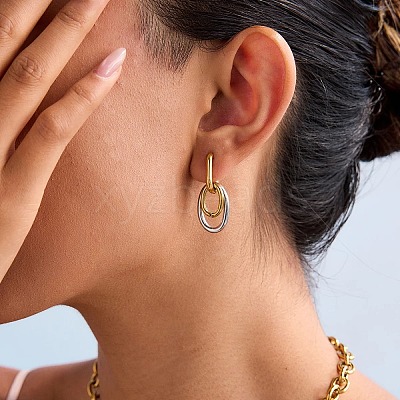 304 Stainless Steel Stud Dangle Earrings for Women UV4744-1