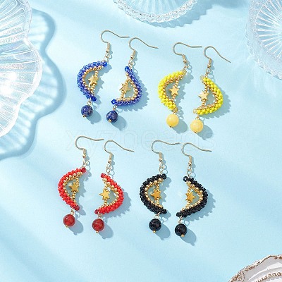 Natural Mixed Stone Dangle Earrings EJEW-MZ00544-1