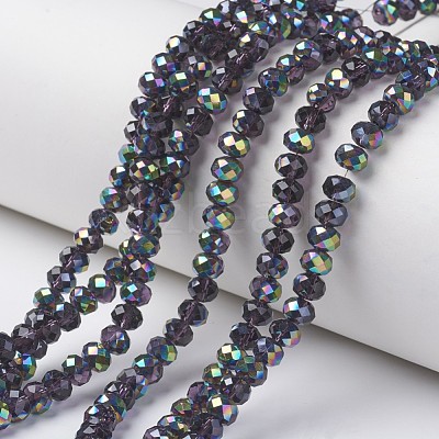 Electroplate Transparent Glass Beads Strands EGLA-A034-T6mm-Q09-1