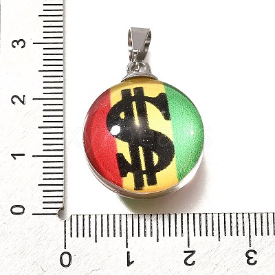 Flat Round 201 Stainless Steel Acrylic Pendants STAS-U036-01P-09-1