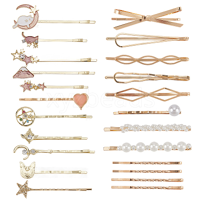 6 Bags 6 Styles Zinc Alloy Hair Bobby Pins PHAR-SP0001-01A-1