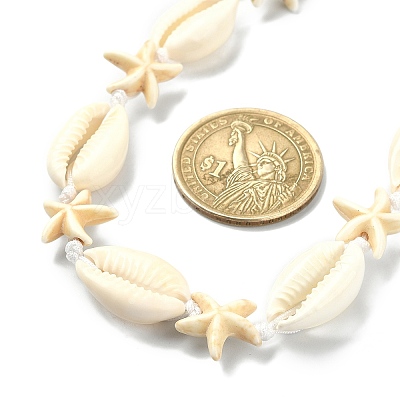 Natural Shell & Synthetic Turquoise Starfish Beaded Necklace with 304 Stainless Steel Clasps X-NJEW-TA00107-02-1