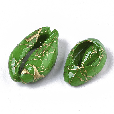 Spray Painted Natural Cowrie Shell Beads X-SSHEL-R047-03-A03-1