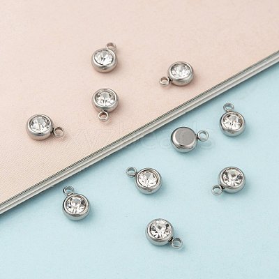 201 Stainless Steel Rhinestone Charms STAS-S068-04-1