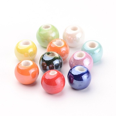 Glazed Porcelain Beads PORC-D001-8mm-M-1