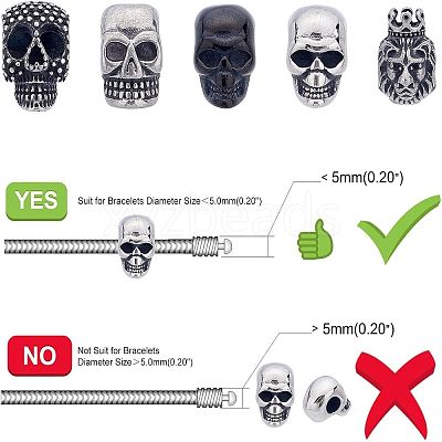 10Pcs 5 Style 304 Stainless Steel European Beads OPDL-UN0001-04-1