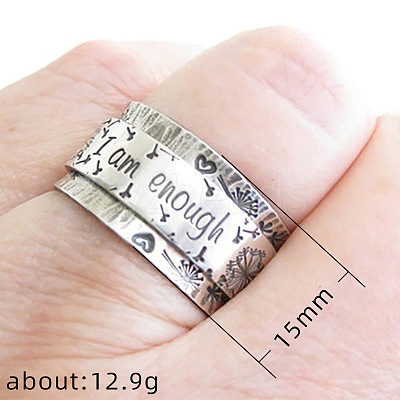 Dandelion with Word Pattern Alloy Finger Rings FS-WG2A4E2-02-1