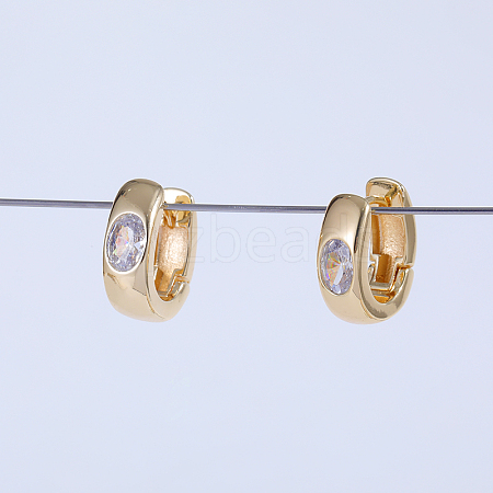 Elegant Oval Brass Hoop Earrings PF7010-1