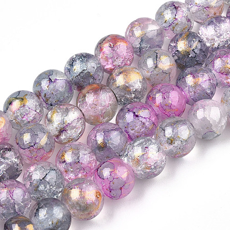 Baking Painted Crackle Glass Bead Strands DGLA-R053-05P-1