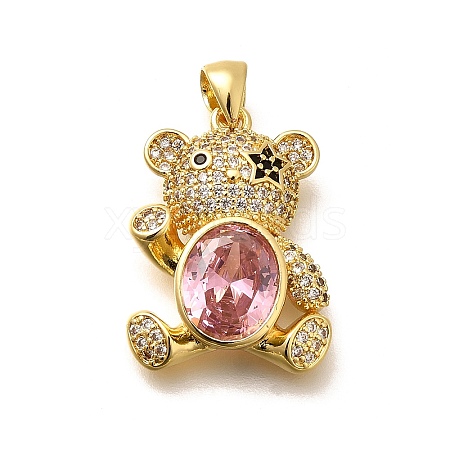 Rack Plating Brass Micro Pave Cubic Zirconia Pendants KK-L226-006G-08-1