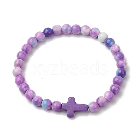 Synthetic Gemston Stretch Bracelets BJEW-JB11015-01-1