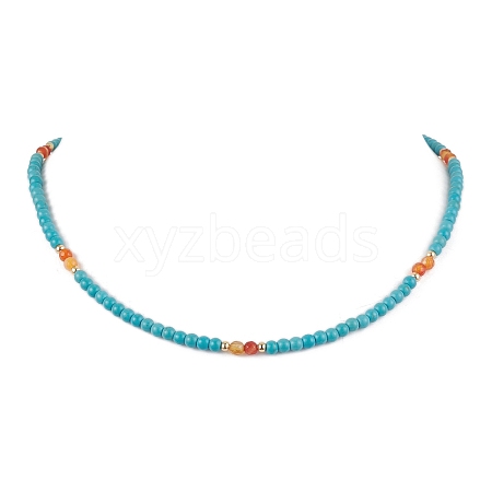 Synthetic Turquoise & Natural Carnelian Beaded Necklaces NJEW-TA00161-1